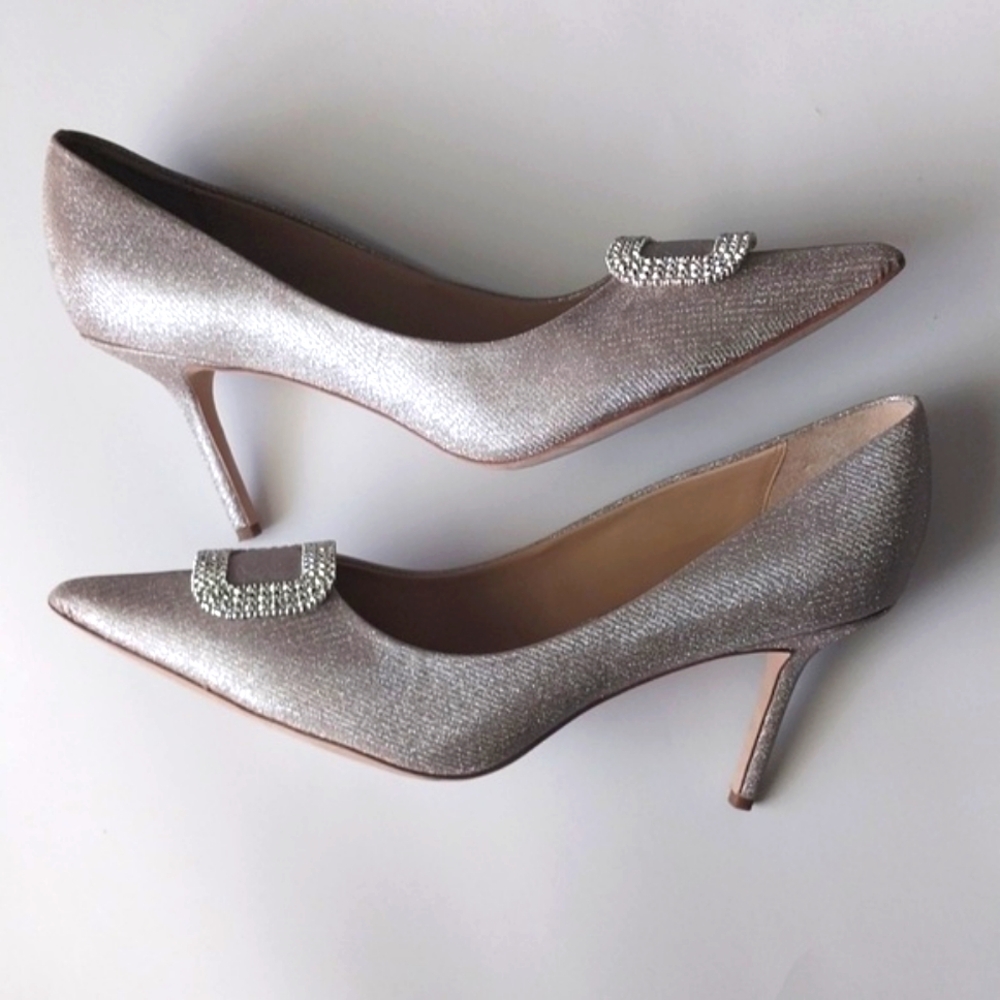 BADLEY MISCHA Pumps High Heel Sparkle Diamond Brooch Pointed The CHER Size 13M